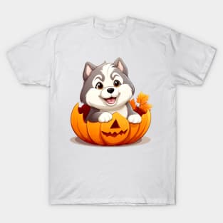 Siberian Husky Dog inside Pumpkin #3 T-Shirt